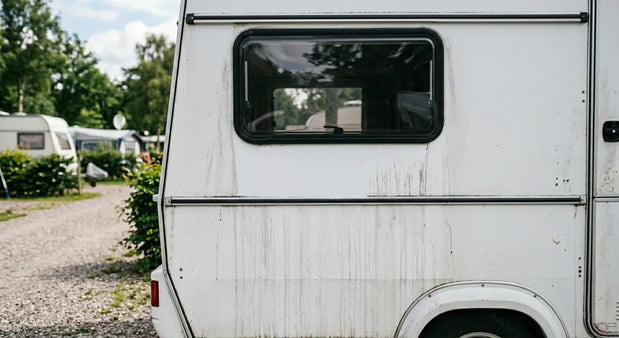 Hoe verwijder ik zwarte lekstrepen van mijn camper of caravan?