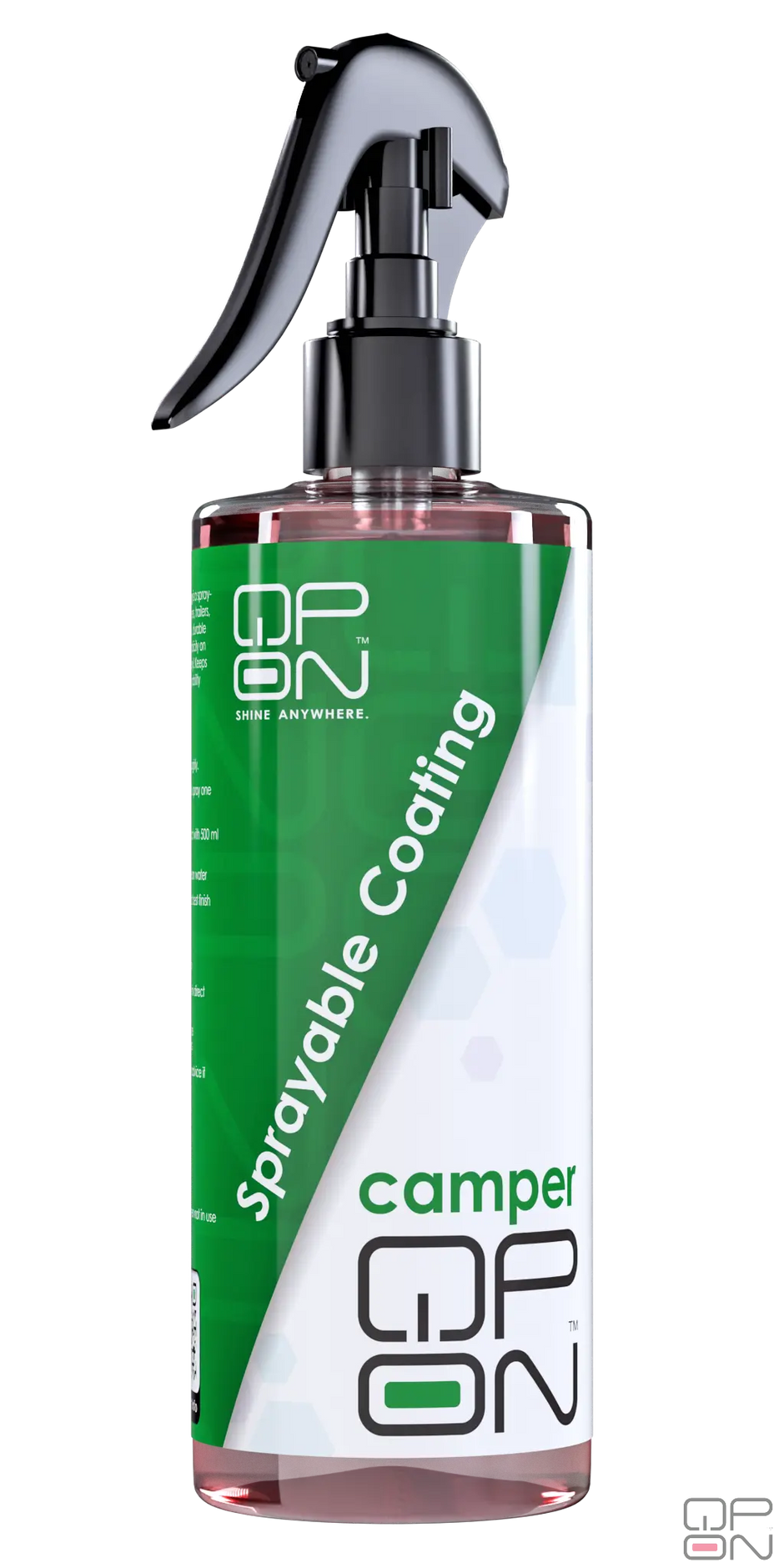 Camper Series - Ceramic Sprayable Coating qp-on

Spuitbare coating speciaal voor het coaten/ berschermen van caravans, afgebeeld in een kunststof fles.